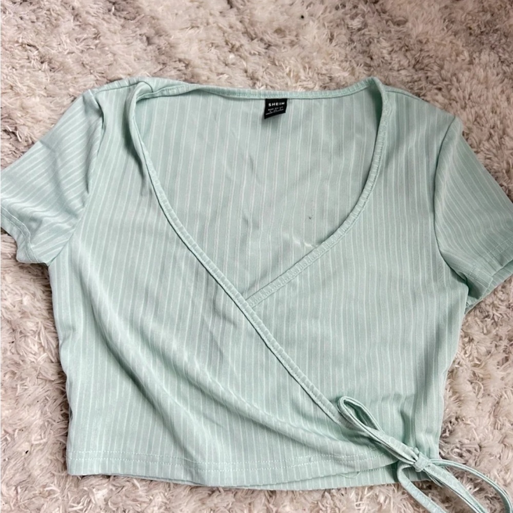 Wrap crop short sleeve tee